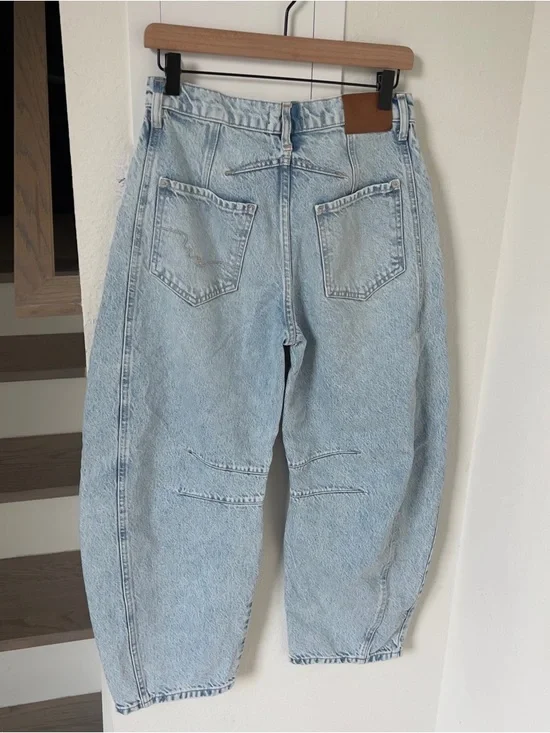 NWT Free People We The Free Good Luck Mid-Rise Barrel Jeans in Aegean - Picture 5 of 9